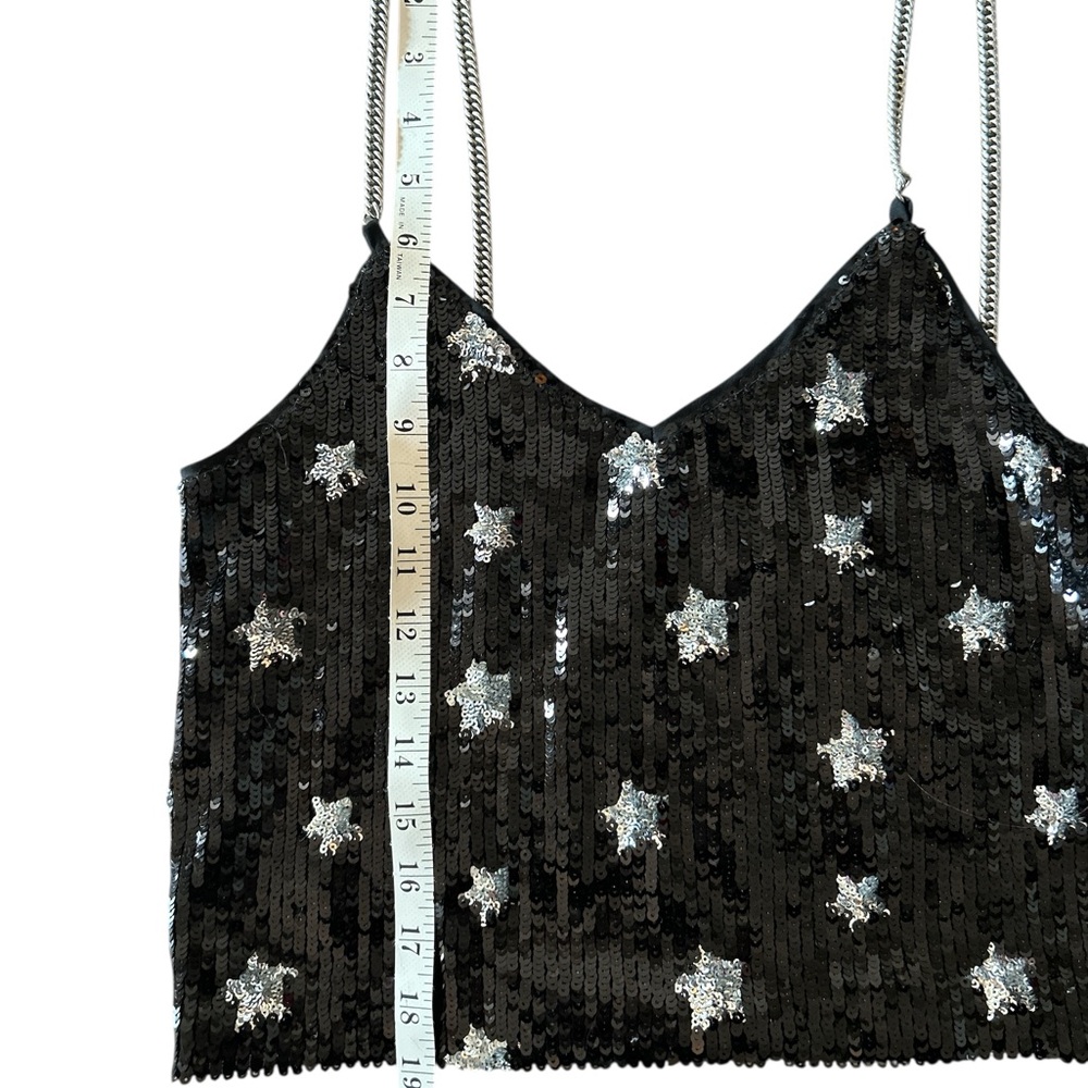 Dance & Marvel Women’s Sequin Silver Star and Black Tank Crop Top. Size S - Picture 4 of 10